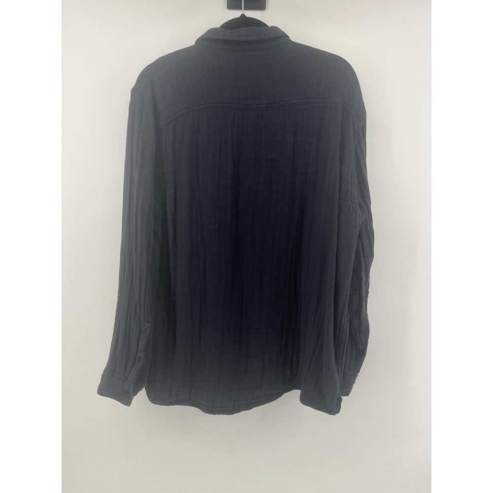 Carbon 2 Cobalt Mens Large Charcoal Grey Cotton Gauze Long Sleeve Button Shirt - Picture 3 of 6